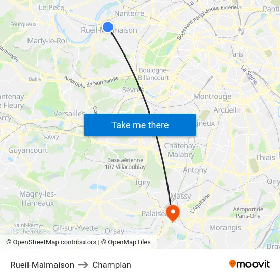 Rueil-Malmaison to Champlan map