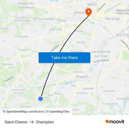 Saint-Cheron to Champlan map
