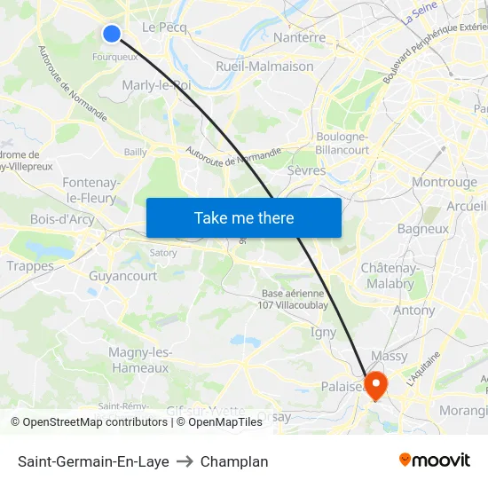 Saint-Germain-En-Laye to Champlan map