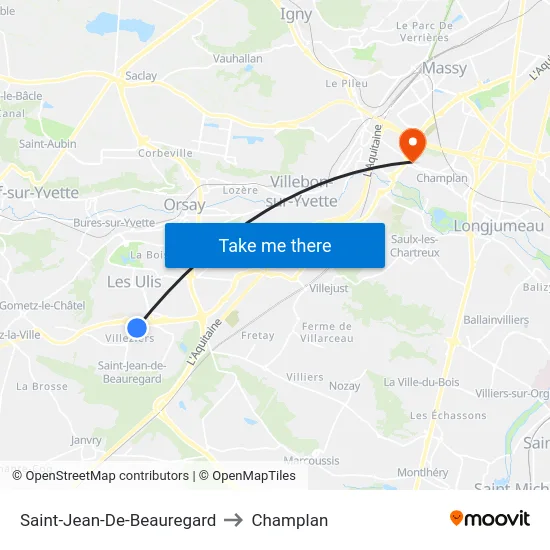 Saint-Jean-De-Beauregard to Champlan map