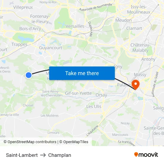 Saint-Lambert to Champlan map