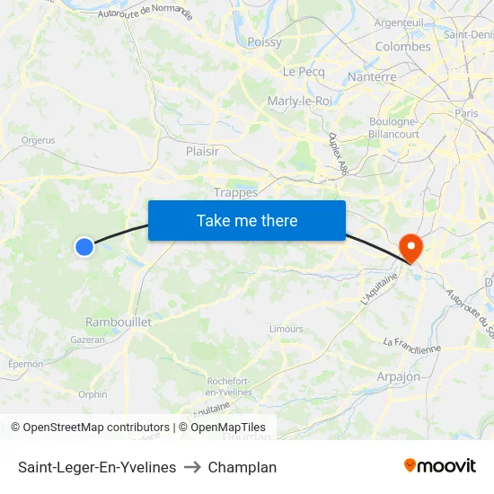 Saint-Leger-En-Yvelines to Champlan map