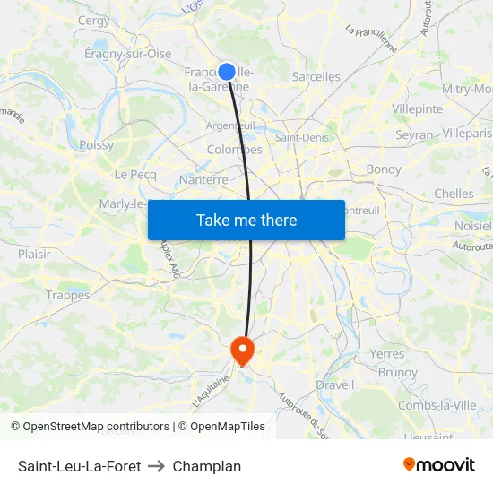 Saint-Leu-La-Foret to Champlan map