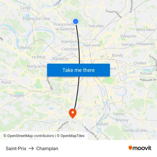 Saint-Prix to Champlan map