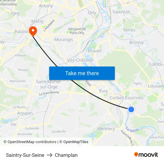 Saintry-Sur-Seine to Champlan map