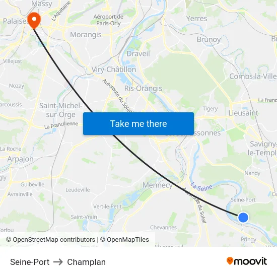 Seine-Port to Champlan map