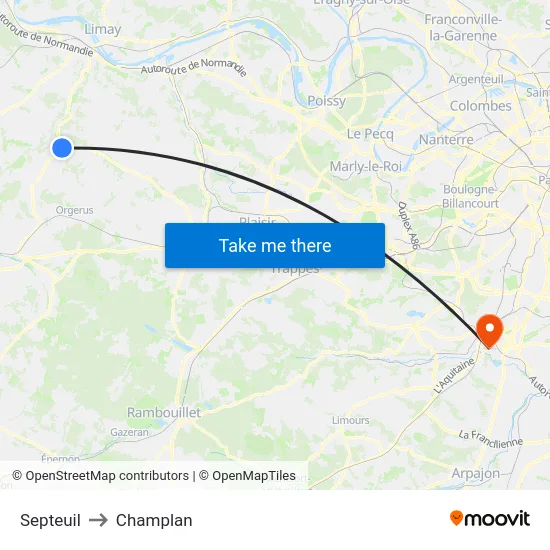 Septeuil to Champlan map