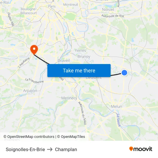 Soignolles-En-Brie to Champlan map