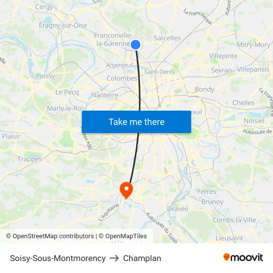 Soisy-Sous-Montmorency to Champlan map