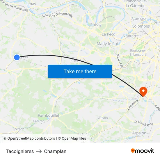 Tacoignieres to Champlan map