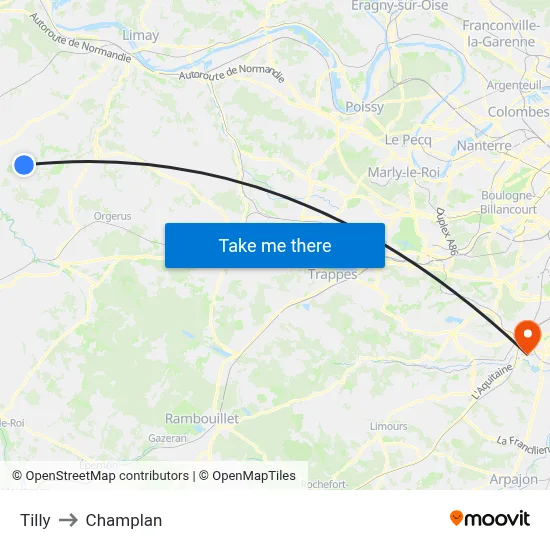 Tilly to Champlan map