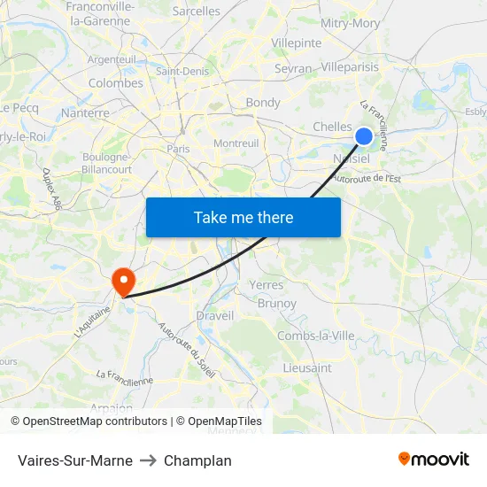 Vaires-Sur-Marne to Champlan map