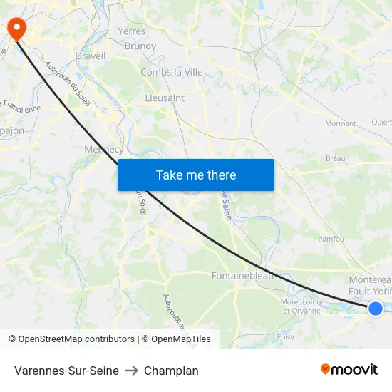Varennes-Sur-Seine to Champlan map