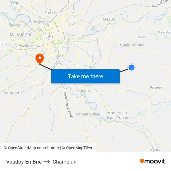 Vaudoy-En-Brie to Champlan map