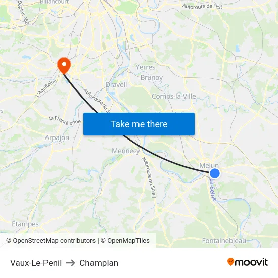 Vaux-Le-Penil to Champlan map