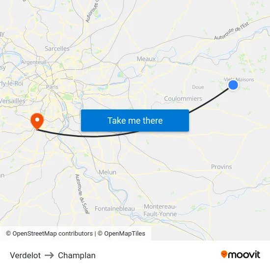 Verdelot to Champlan map