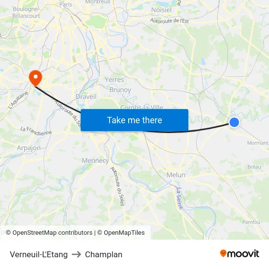 Verneuil-L'Etang to Champlan map