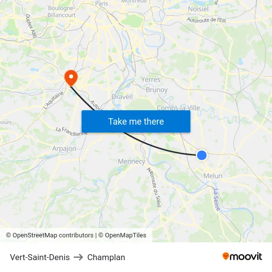 Vert-Saint-Denis to Champlan map