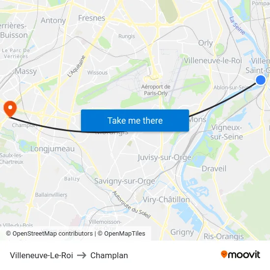 Villeneuve-Le-Roi to Champlan map
