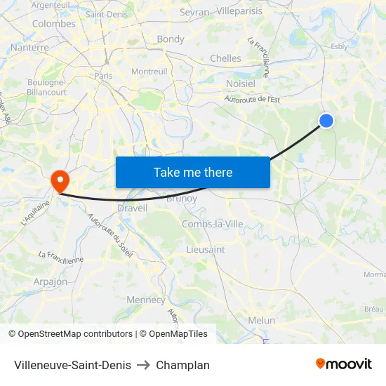 Villeneuve-Saint-Denis to Champlan map