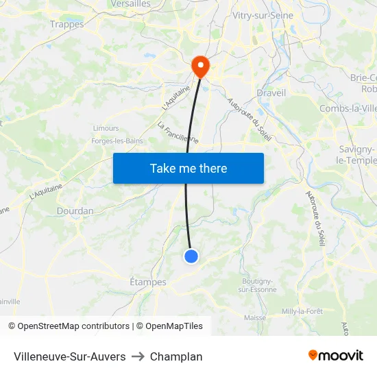 Villeneuve-Sur-Auvers to Champlan map