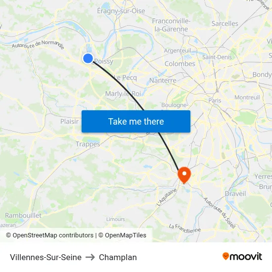 Villennes-Sur-Seine to Champlan map