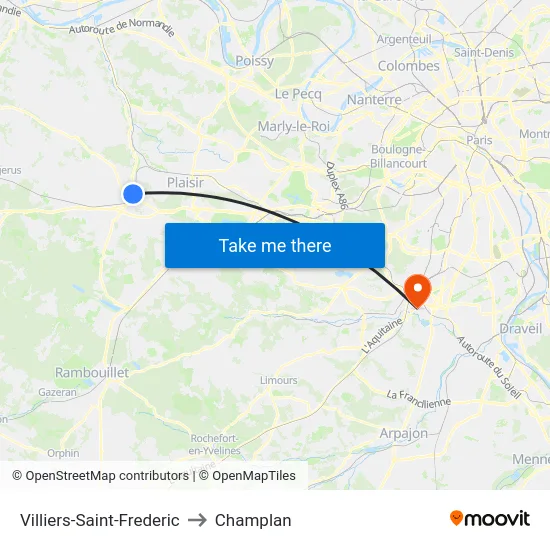 Villiers-Saint-Frederic to Champlan map