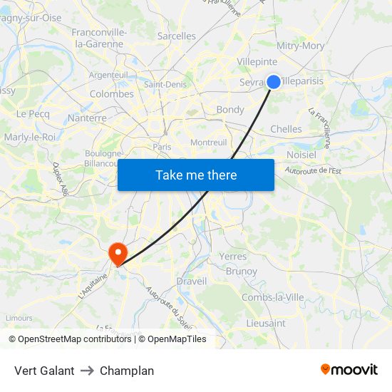 Vert Galant to Champlan map