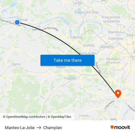 Mantes-La-Jolie to Champlan map