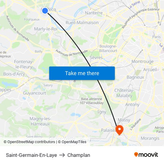 Saint-Germain-En-Laye to Champlan map