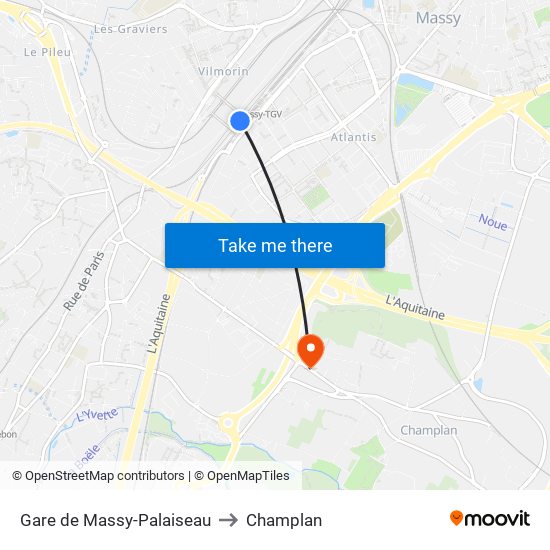 Gare de Massy-Palaiseau to Champlan map