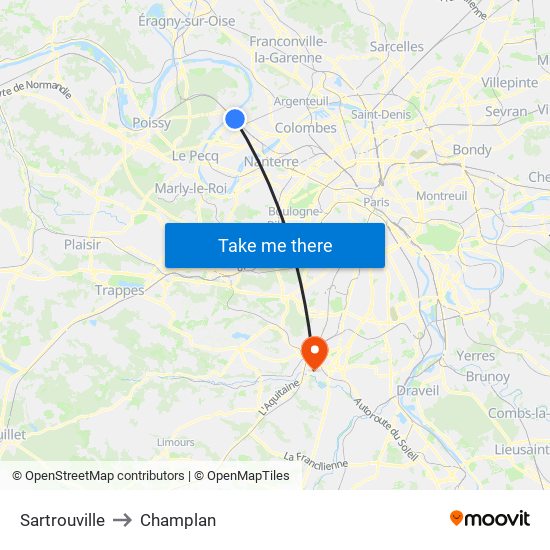 Sartrouville to Champlan map