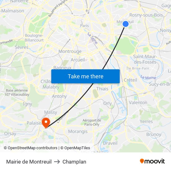 Mairie de Montreuil to Champlan map
