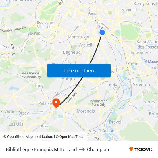 Bibliothèque François Mitterrand to Champlan map