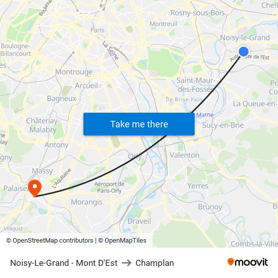 Noisy-Le-Grand - Mont D'Est to Champlan map