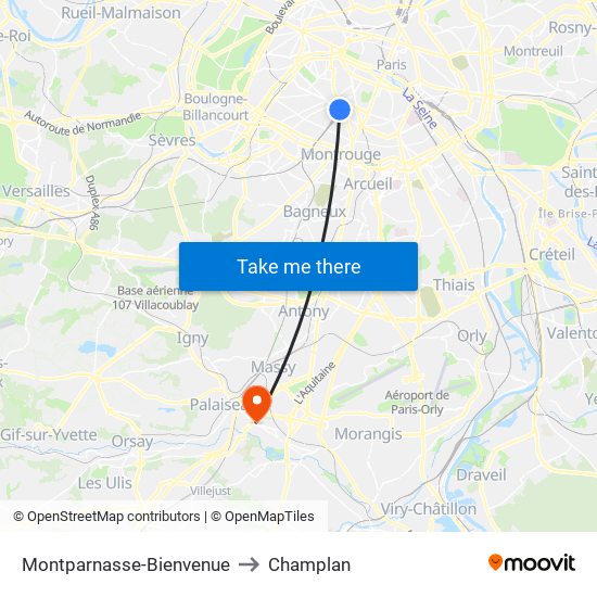 Montparnasse-Bienvenue to Champlan map