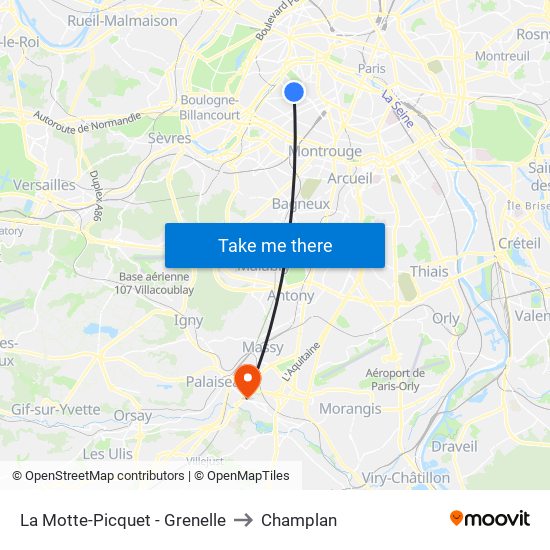 La Motte-Picquet - Grenelle to Champlan map