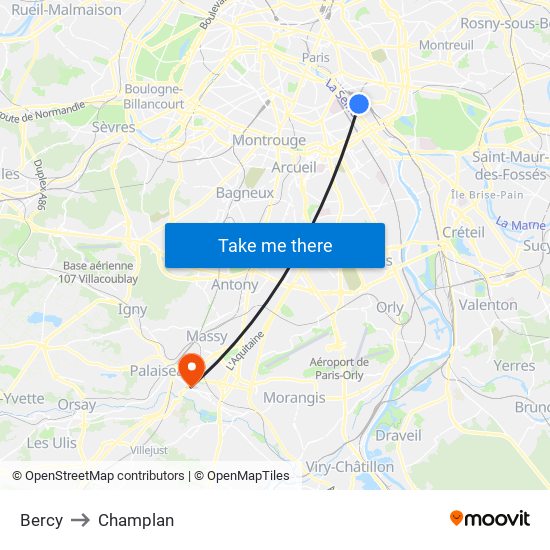 Bercy to Champlan map