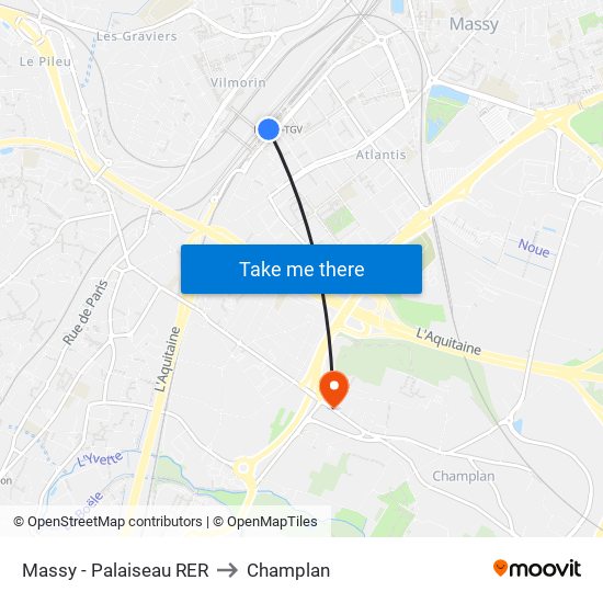 Massy - Palaiseau RER to Champlan map