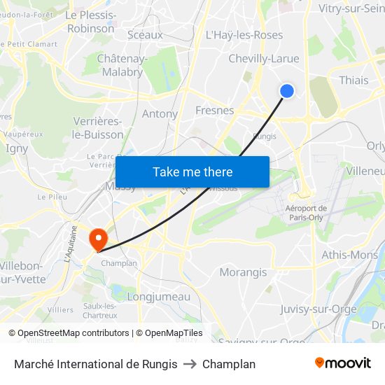 Marché International de Rungis to Champlan map