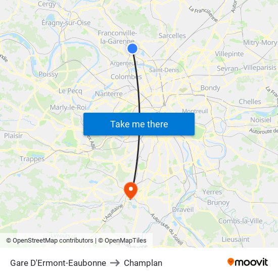 Gare D'Ermont-Eaubonne to Champlan map