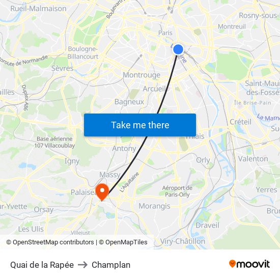 Quai de la Rapée to Champlan map