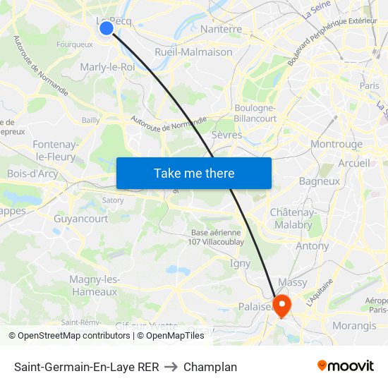 Saint-Germain-En-Laye RER to Champlan map