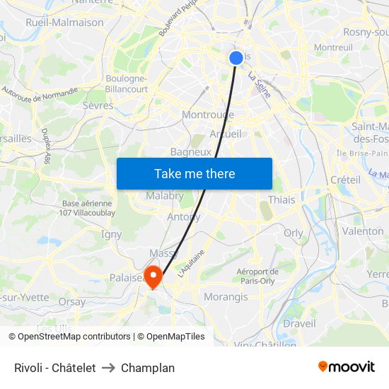 Rivoli - Châtelet to Champlan map