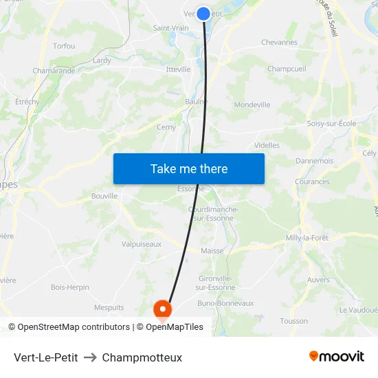 Vert-Le-Petit to Champmotteux map