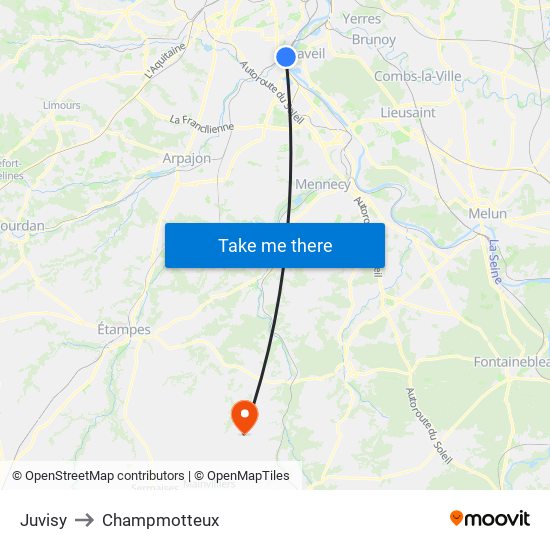 Juvisy to Champmotteux map
