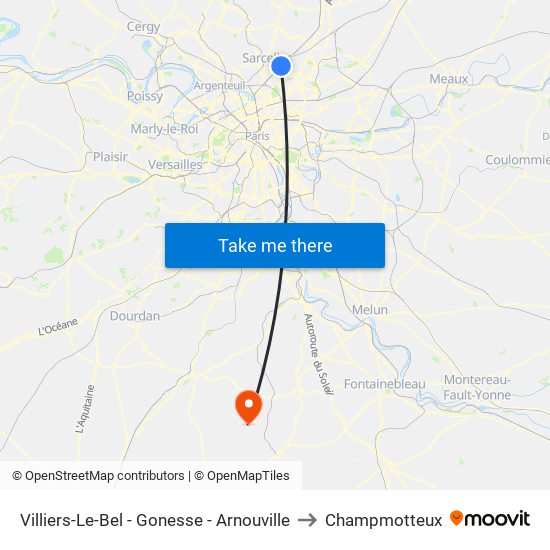 Villiers-Le-Bel - Gonesse - Arnouville to Champmotteux map