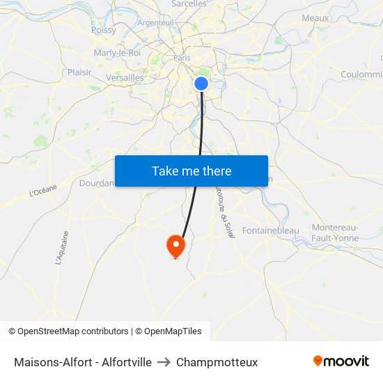 Maisons-Alfort - Alfortville to Champmotteux map