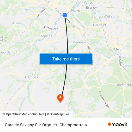 Gare de Savigny-Sur-Orge to Champmotteux map