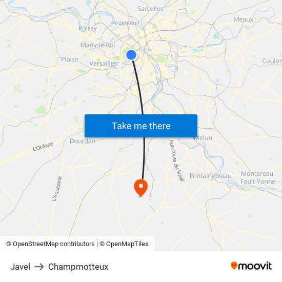 Javel to Champmotteux map